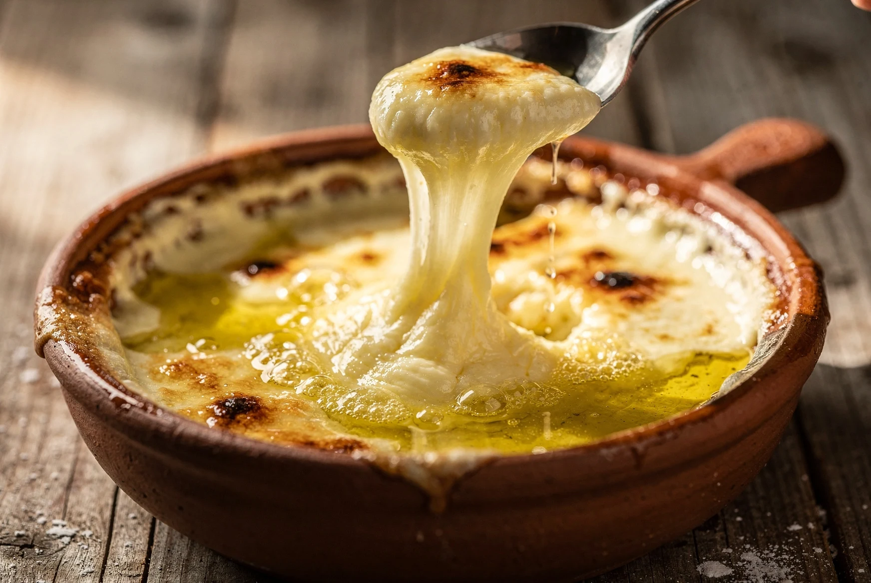 Borano with a stretchy pull of melted sulguni cheese from a clay ketsi